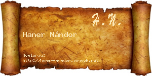 Haner Nándor névjegykártya